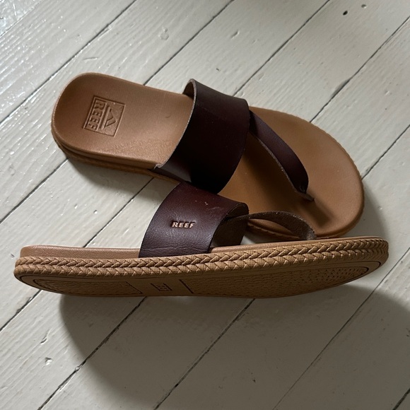 Reef Dark Brown Leather Flip Flops - Picture 3 of 8
